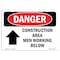 Signmission Safety Sign, OSHA Danger, 12" Height, Construction Area Men Working Above, Landscape OS-DS-D-1218-L-1931 - alternate 1